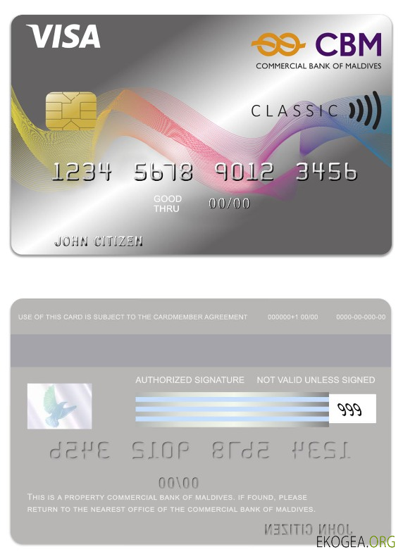 Carte de crédit Visa de la Banque commerciale des Maldives des Maldives